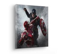 Komar Image sur châssis - Captain America vs. Iron Man - Dimensions : 30 x 30 cm - Décoration murale pour chambre d'enfant - Multicolore, Coloré