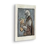 Komar Image sur châssis - Star Wars The Mandalorian Lino-Cut - Dimensions : 30 x 40 cm - Pour chambre d'enfant, décoration murale