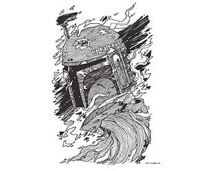 Komar Mantiburi Impression sur toile Star Wars Boba Fett Drawing 30 x 40 cm (sans cadre) Décoration pour chambre d'enfant
