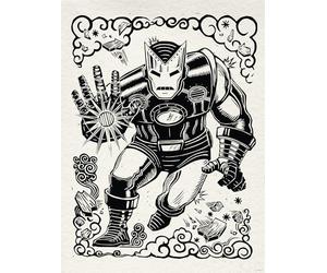 Komar Marvel Iron Man Lino-Cut Tableau mural pour chambre d'enfant 30 x 40 cm
