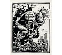 Komar Marvel Spider-Man Lino-Cut Tableau mural pour chambre d'enfant 30 x 40 cm