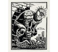 Komar Marvel Spider-Man Lino-Cut Tableau mural pour chambre d'enfant 40 x 50 cm