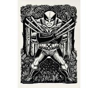 Komar Marvel Wolverine Lino-Cut Tableau mural pour chambre d'enfant 50 x 70 cm