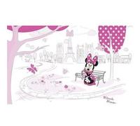 KOMAR Papier Peint intissé panoramique Minnie à Paris assise sur un banc Disney 400X250CM Multicolors G