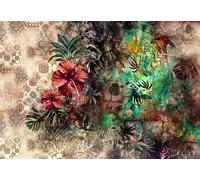 Komar Papier Peint Mural Fleurs Botanique Indienne, Marron Mat, Non-Pasté 2.54 m