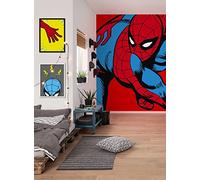 Komar Papier peint photo intissé Marvel PowerUp Spider-Man Watchout - Dimensions : 200 x 250 cm (largeur x hauteur) - Papier peint pour chambre d'enfant