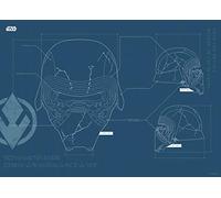 Komar Poster d'art Mural, 70cm x 50cm, Star Wars Casque Kylo EP9 Blueprint