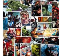 Komar Rapport Papier peint intissé - Marvel Comic - Dimensions : 53 x 1005 cm - Rapport en hauteur et en largeur - Pour chambre d'enfant - Motif super-héros
