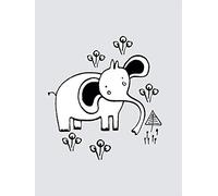 Komar Scribble Elephant Impression sur Toile sans Cadre, Noir/Blanc, P104D-30x40