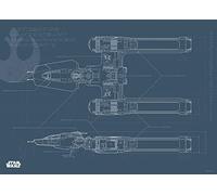 Komar Star Wars EP9 Blueprint Y-Wing - Taille : 70 x 50 cm Tableau mural (sans cadre)