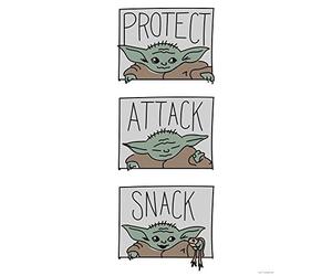 Komar Star Wars Mandalorian The Child Protect Attack Snack 50 x 70 cm | Baby Yoda Décoration murale Poster Impression d'art | Taille cadre | WB-SW-010-50 x 70 cm Multicolore