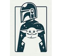 Komar Star Wars WB-SW-002 Tableau mural Mandalorian The Child and Father - Décoration - Poster - Impression d'art - Dimensions : 40 x 50 cm - Bleu et blanc