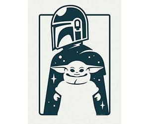 Komar Star Wars WB-SW-002 Tableau mural Mandalorian The Child and Father - Décoration - Poster - Impression d'art - Dimensions : 40 x 50 cm - Bleu et blanc