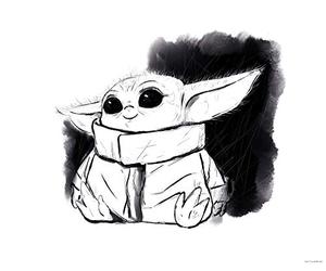 Komar Star Wars WB-SW-011-40x30 Tableau mural Motif Mandala The Child Sweet Black White 40 x 30 cm