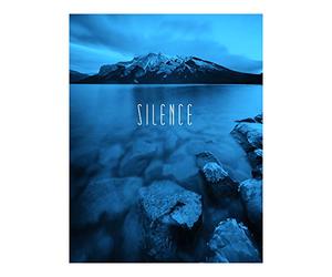 Komar Tableau Mural avec Mot « Lake Silence » Bleu - Poster Photo pour Salon, Chambre à Coucher - Impression d'art sans Cadre - P085C-40 x 50 cm - Dimensions : 40 x 50 cm (l x H)
