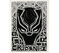 Komar Tableau mural Marvel Black Panther Lino-Cut Helmet - 30 x 40 cm - Pour chambre d'enfant, décoration murale