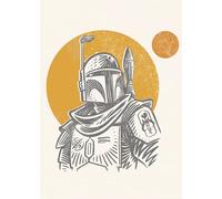 Komar Tableau mural Star Wars Boba Fett Illustration emblématique - Dimensions : 50 x 70 cm - Pour chambre d'enfant, décoration murale