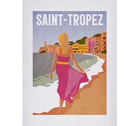 Komar Tableau mural Vintage Travel Saint-Tropez - Dimensions : 30 x 40 cm