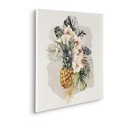 Komar Tableau sur châssis dans un cadre en bois véritable - Ananas Mûr - Dimensions : 60 x 60 cm - Impression murale, décoration murale, design, salon, chambre à coucher