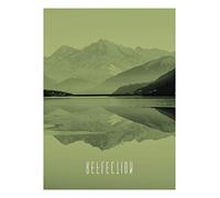 Komar Word Lake Reflection Sand Affiche Murale avec Cadre, Gelb, Grau, Schwarz, P086B-30x40