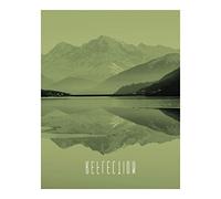 Komar Word Lake Reflection Sand Affiche Murale avec Cadre, Gelb, Grau, Schwarz, P086B-40x50