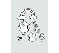 Komar WTD P104C-50 x 70 cm Décoration Murale sans Cadre Motif Oiseau gribouillé 50 x 70 cm