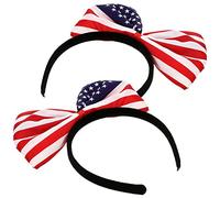 KOMBIUDA 1 Jeu Bandeau Drapeau Américain Bandeau Rouge Décorations Couvre-chef Patriotique Drapeaux Bandes Banderoles Bandeaux Pour Femmes Jour Bandana Faire La Fête Plastique 2 Pièces