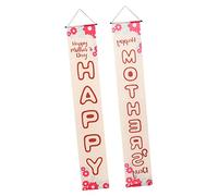KOMBIUDA 1 Paire Distique Fête Des Mères Mère Bannière De Tissu Signe De Porche Bonne Fête Des Mères Bannières Pendaison Décoration Du Porche Panneau De Porte D'entrée Polyester