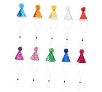 KOMBIUDA 10 Pièces Accessoires de Fête Ajustables avec Pompons Pailletés pour Chiens Chiots et Peluches