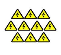 KOMBIUDA 10pièces Autocollants de Sécurité Jaunes Triangle Avertissement Haut Voltage pour Panneaux Électriques Étiquettes de Précaution Antichoc pour Usage Industriel et Domestique