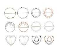 KOMBIUDA 12 pièces Clips Écharpe Femme Alliage avec et Perles Artificielles Accessoires pour Foulards Pinces Élégantes pour Tenues Formelles et Décontractées