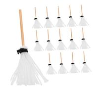 KOMBIUDA 15 Pièces Outils de Nettoyage Maison de poupée Petit Outil de Nettoyage vadrouille pour Un Petit Espace Mini mop Cleaner Petite vadrouille Fil de Coton Blanche