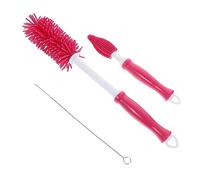 KOMBIUDA 1pièce Brosse Silicone Rotative Pour Nettoyage De Bouteilles De Nourriture Outil Pratique Avec Étui Rouge