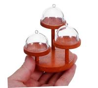 KOMBIUDA 2 Ensembles Support Plateau Miniature Bois pour Maison de Poupée Présentoir Dessert avec Accessoire Cuisine Miniature pour Thé et Pâtisserie Support Fruits et Gâteaux Set