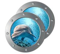 KOMBIUDA 2 feuilles Sticker Mural Dauphin Créatif Décor Océan pour Chambre Garçon Fille Autocollant Cartoon Sous-marin Décoration Murale Garçon Fille Facile à Poser et Retirer Lot