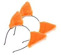 KOMBIUDA 2 pièces Bandeau Oreilles de Chat Peluche Orange Accessoires Cheveux Cosplay et Confortables pour Fête Déguisement Adulte