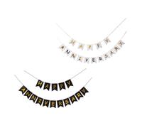 KOMBIUDA 2 Pièces Bannière Décorative Anniversaire Happy Anniversary Accessoire Photo pour Décoration Murale Festive
