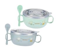 KOMBIUDA 2 pièces Bol Garçon Fille Double Acier Inoxydable avec Anses Bol Thermique Isolant pour Garçon Fille Réutilisable et Sûr pour Repas Quotidiens