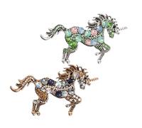 KOMBIUDA 2 pièces Broche Licorne Fantaisie Alliage et Cristal Épingle Originale pour Vêtements et Accessoires Cadeau Mode Femmes