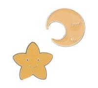 KOMBIUDA 2 Pièces Broche Lune et Étoile Japonaise Pins Émail Décoratifs pour Sacs et Chapeaux Design de Zinc