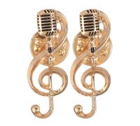KOMBIUDA 2 Pièces Broche Microphone et Note de Musique Dorée Lot de Épingles Simples et Élégantes pour Hommes et Femmes Accessoire de Fête Polyvalent pour Amoureux Musique