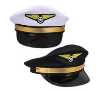 KOMBIUDA 2 Pièces Chapeau de Marin Réglable Noir Accessoire de Déguisement pour Halloween Cosplay Performances de Lot pour Costume Yacht
