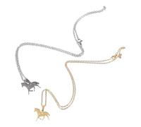 KOMBIUDA 2 pièces Collier Animal Cheval Acier Inoxydable Pendentif Coeur Creux Style Cartoon Cadeau Femme