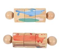 KOMBIUDA 2 Pièces Correspondance des Chiffres Puzzle Twist pour Tout-Petits Puzzle Préscolaire en Bois Blocs D'association d'animaux Blocs De Torsion Rotatifs Préscolaires