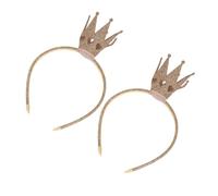 KOMBIUDA 2 Pièces Couronnes Brillantes pour Filles Bandeau Princesse Doré Confortable pour Anniversaire Mariage Fête Cosplay