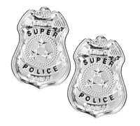 KOMBIUDA 2 Pièces Insigne De Insigne De Flic Pour Enfants Insigne De Cosplay De Petite Broche Cosplay Insigne De Fête D'halloween Policier Cosplay Le Fer Silver