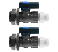 KOMBIUDA 2 Pièces Kit Robinet Cuve Eau Pluie PVC 3/4'' DN20 Noir avec Vanne de Contrôle Facile pour Aquarium et Collecteur Eau de Pluie Extérieur