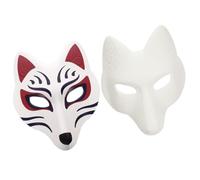 KOMBIUDA 2 Pièces Masques de Renard DIY Masques Vides pour Adultes à Peindre Accessoires de Fête Carnaval Halloween à Décorer Personnalisés