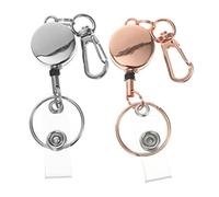 KOMBIUDA 2 pièces Porte Badge Rétractable Alliage Cordon Élastique Support de Clé pour Infirmières et Employés Rose