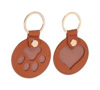 KOMBIUDA 2 Pièces Porte-clés Souvenir Poils Animaux Cuir PU Porte-jeton Patte et Cœur Remplissable Porte-clés Commémoratif pour Collection Poils Chien et Chat